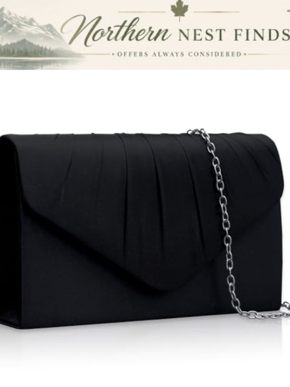 Satin Evening Clutch Purse Pleated Envelope Party Bag Detachable Chain Strap